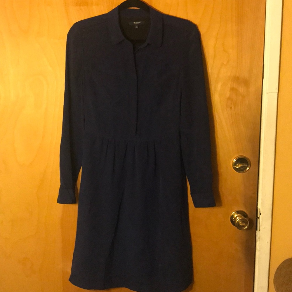Madewell silk collar button up dress